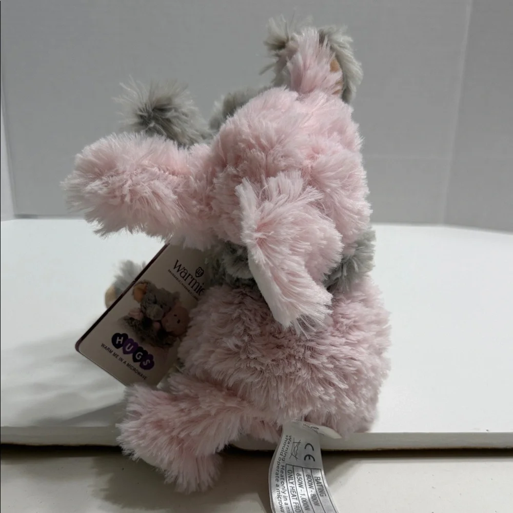 Warmies Hugs Plush Small Pet Toy - Pink and Gray Cuddly Elephant Pair
